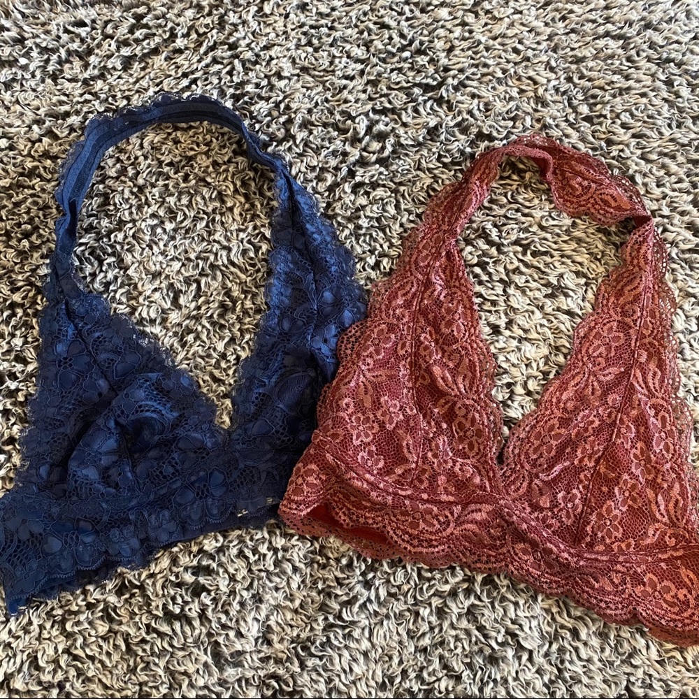 Two Lacet Halter Bralettes sizes small